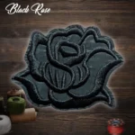 Black Rose Bud Embroidered
