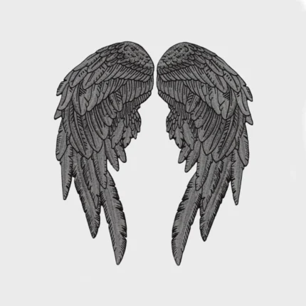 Large Gray Reflective Angel Wings