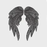 Large Gray Reflective Angel Wings