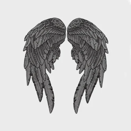 Large Gray Reflective Angel Wings