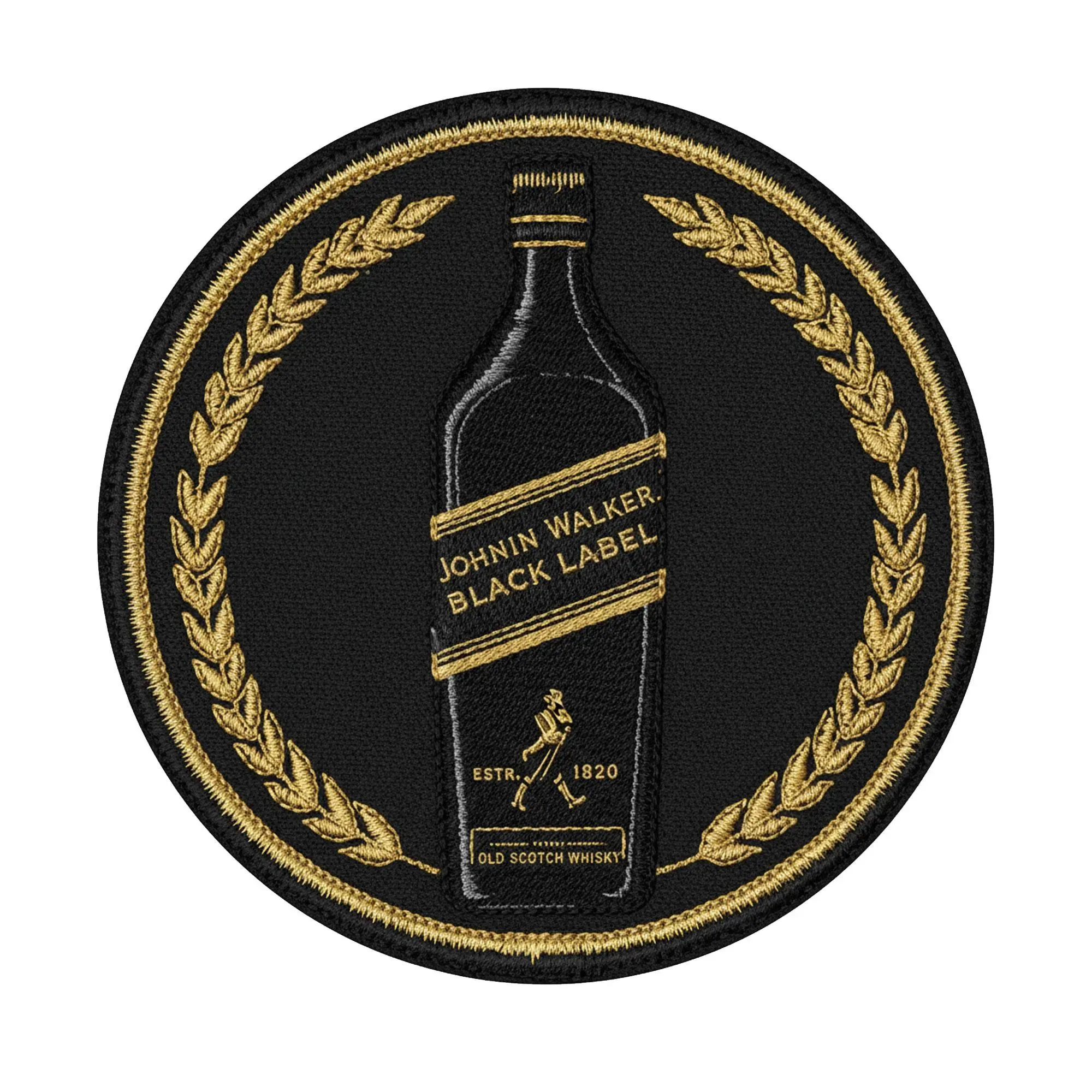 Black Label Bottle Embroidered Patch Black Label Bottle Embroidered Patch